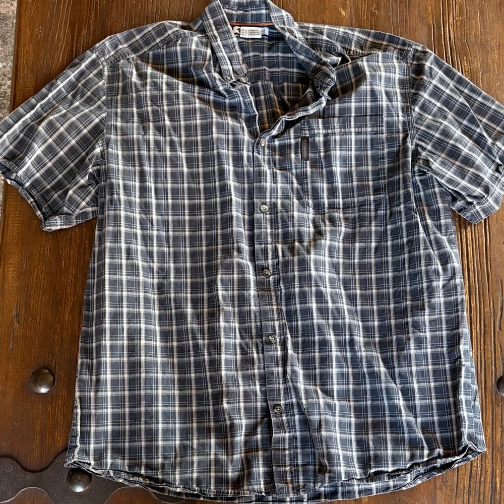 Columbia Blue and White Plaid Button-Down Shirt - Picture 1 of 4